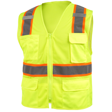 ANSI Class 2 7-Pocket Hi-Vis Safety Vest, Lime